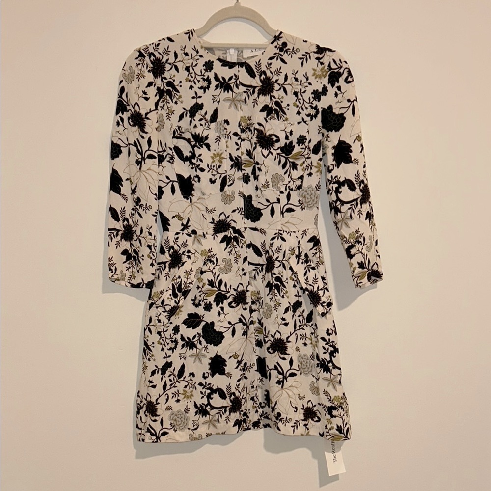A.L.C. Silk Terry Floral Print Mini Dress Womens Size 2 - Picture 2 of 8